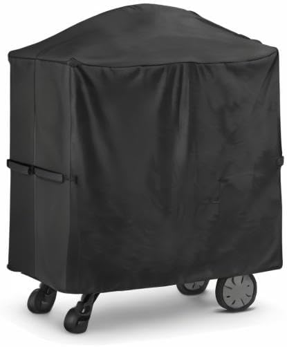 Unicook Grill Cover for Weber Q100/1000 Q200/2000 Series Grills on Portable Cart with Side Tables Folded Inside, Compared to Weber 7113, Heavy Duty Waterproof BBQ Cover, All Weather Protection