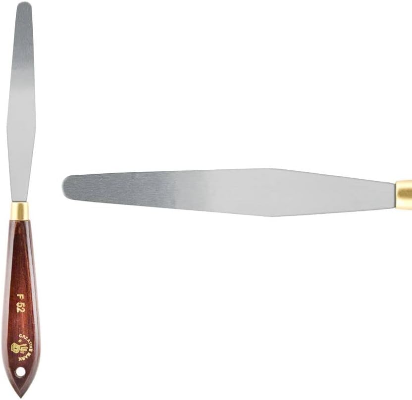 Creative Mark Stainless Steel Palette Knife Painting Tools - Paint Palette with Wooden Handle - Variety of Shapes and Sizes - 52F, 4-1/2 in