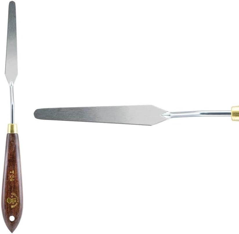 Creative Mark Stainless Steel Palette Knife Painting Tools - Paint Palette with Wooden Handle - Variety of Shapes and Sizes - 34T, 3-1/4 in