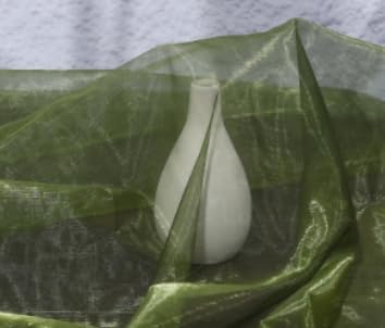 Two-Tone Iridescent Holographic Organza Fabric - 11 Yards | Lightweight Sheer Gauze Voile Tulle | for Dresses, Party Decor, DIY Crafts, Shiny Backdrops(Olive-Greenish Yellow