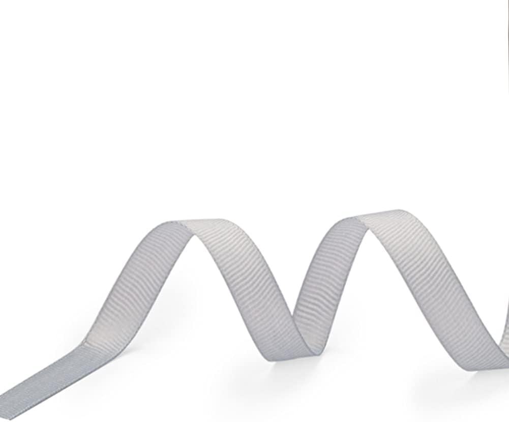 LIUYAXI 10 mm X 50 Yards Solid Silver Grosgrain Ribbon, Perfect for Crafts, Wedding Decor, DIY Hair Accessories, Sewing, Gift Package Wrapping and More