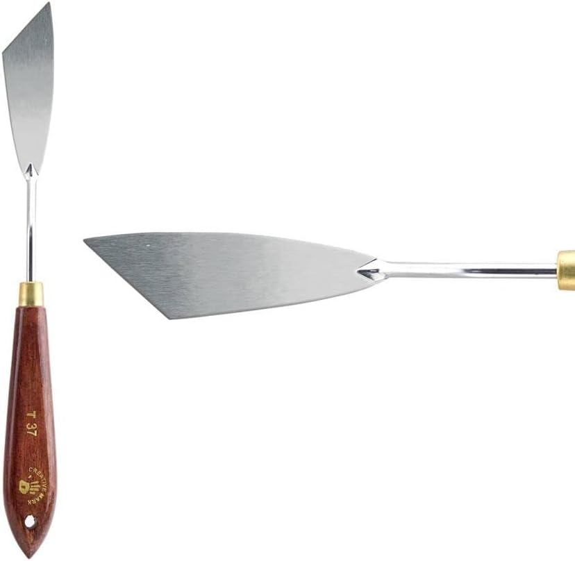 Creative Mark Stainless Steel Palette Knife Painting Tools - Paint Palette with Wooden Handle - Variety of Shapes and Sizes - 37T, 2-3/4 in