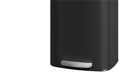 Garvee 21 gal / 80 L Metal Trash Can with Lid, Large Garbage Can for Kitchen, Rustproof Step-on Kitchen Metal Trash Bin with Liner Rim, Rear Handle, Soft Close Plastic Lid, Black