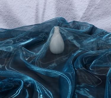 Two-Tone Iridescent Holographic Organza Fabric - 11 Yards by The Yard | Lightweight Sheer Tulle | for Wedding Dresses, Party Decor, DIY Crafts, Shiny Backdrops(Midnight Blue)