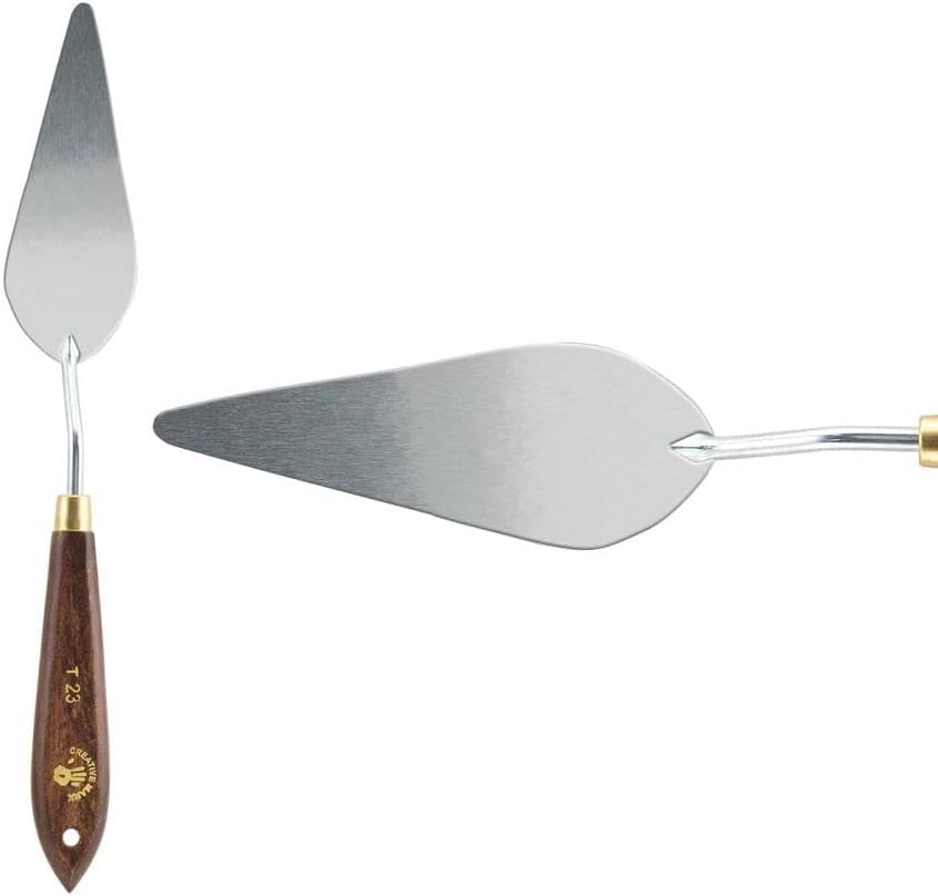 Creative Mark Stainless Steel Palette Knife Painting Tools - Paint Palette with Wooden Handle - Variety of Shapes and Sizes - 23T, 3-7/8 in