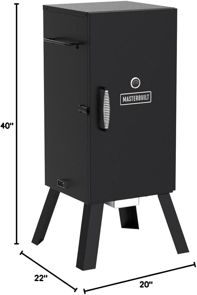 Masterbuilt® 30-inch Electric Vertical BBQ Smoker with Analog Temperature Control, Chrome Smoking Racks and 535 Cooking Square Inches in Black, Model MB20070210