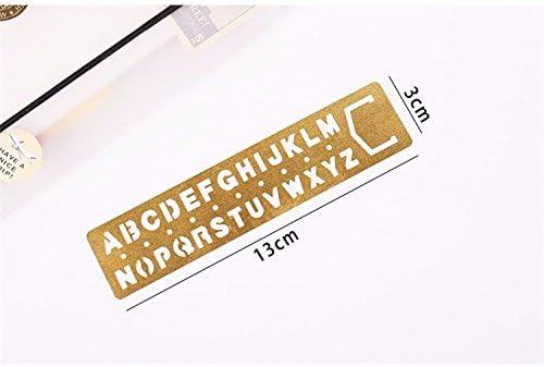 Fascola Brass Alphabet & Number Template Set of 2, Multifunctional Drawing Stencil Bookmark Lettering Stencil Set Guide with Symbols