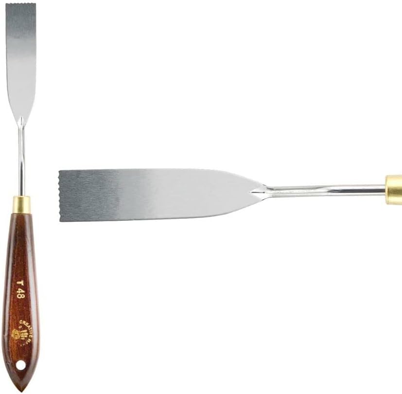 Creative Mark Stainless Steel Palette Knife Painting Tools - Paint Palette with Wooden Handle - Variety of Shapes and Sizes - 48T, 2-1/2 in