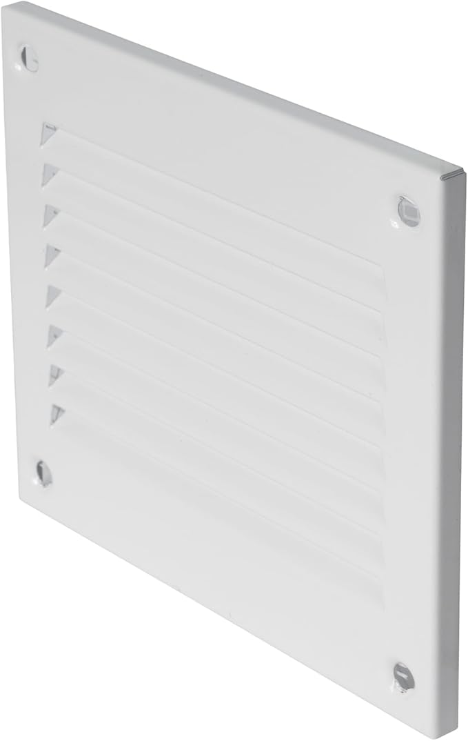 Repa Market 4 x 4 Inch Air Vent Cover/White Galvanized Steel Louvered Grill Cover with Mesh Screen/Wall or Ceiling Vent/Durable Flush Mount HVAC Register for Indoor and Outdoor Ventilation