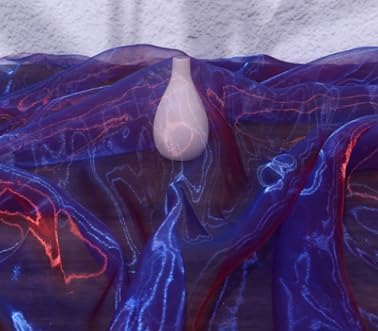 Two-Tone Iridescent Holographic Organza Fabric - 5.5 Yards by The Yard | Lightweight Sheer Tulle | for Wedding Dresses, Party Decor, DIY Crafts, Shiny Backdrops(Royal Blue with red)