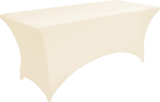 10-Pack 6ft Spandex Table Covers for Rectangle Standard Folding Tables - Wrinkle Resistant Stretch Tablecloths - Ultimate Fitted Table Protector for Parties, Banquet, Wedding