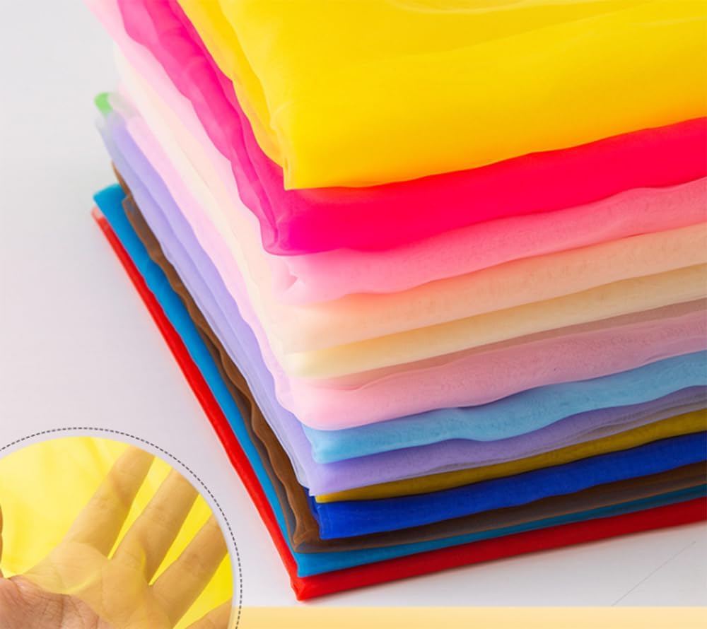 Organza Fabric 5 Yard Bridal Solid Sheer Organza Fabric Bolt for Wedding Dress, Fashion, Crafts, Decorations Silky Shiny Organza 44" - (5 Yard, Yellow)