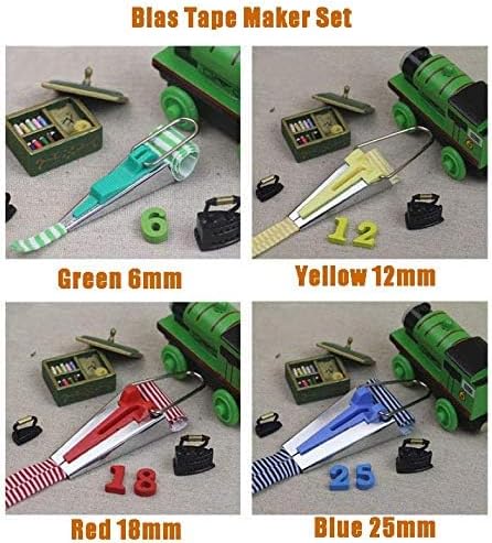 YICBOR Set of 4 Sizes Bias Tape Maker 6mm 12mm 18mm 25mm Fabric Sewing Quilting Bias Binding Maker