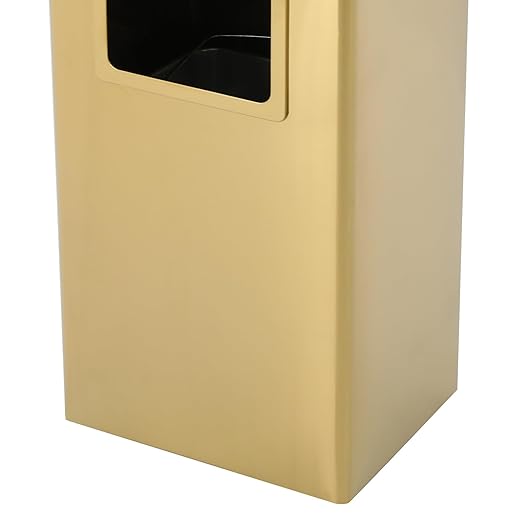 Trash Can with Lid Outdoor Indoor Stainless Steel Commercial Garbage Bin Waste Container with Inside Barrel for Patio Yard Garage, Gold