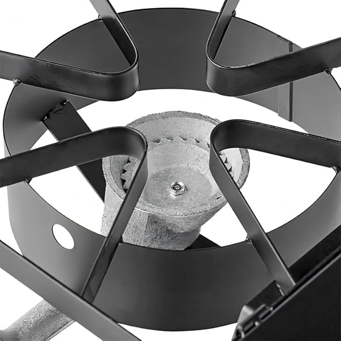 Gas Stove with Hose Guard and Side Shelves, Steel Heavy Duty Double Burner Outdoor Patio Stove, Tank Cooker Perfect for Deep Frying or Steaming, Turkey Fry, Catered Events, Camping, Range - 110,000BTU