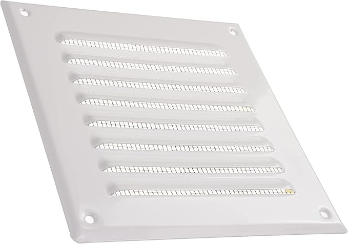 Vent Systems - 5 x 5 Inch (Inner) Pack of 10 White Metal Square Soffit Air Vent Grille Cover, Register Vent Deflector Louver Built-in Mesh HVAC for Bathroom Home Office Kitchen 6.5" x 6.5" (Outer)