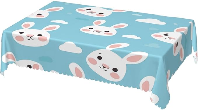 Rectangle Table Cloth Funny Rabbits Waterproof Tablecloth 54 x 72 in Washable Table Cover for Home Kitchen Wedding Dining