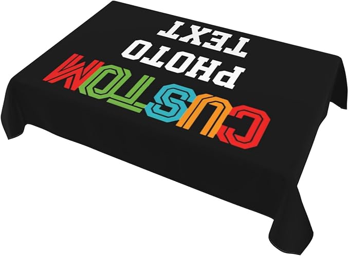 Custom Rectangle Table Cloth, Add Your Own Photo Logo Text, Personalized Tablecloth, Customizable Oil Proof Wipeable Table Cover for Wedding, Party, Restaurant, Outdoor, Picnic, 54x72in