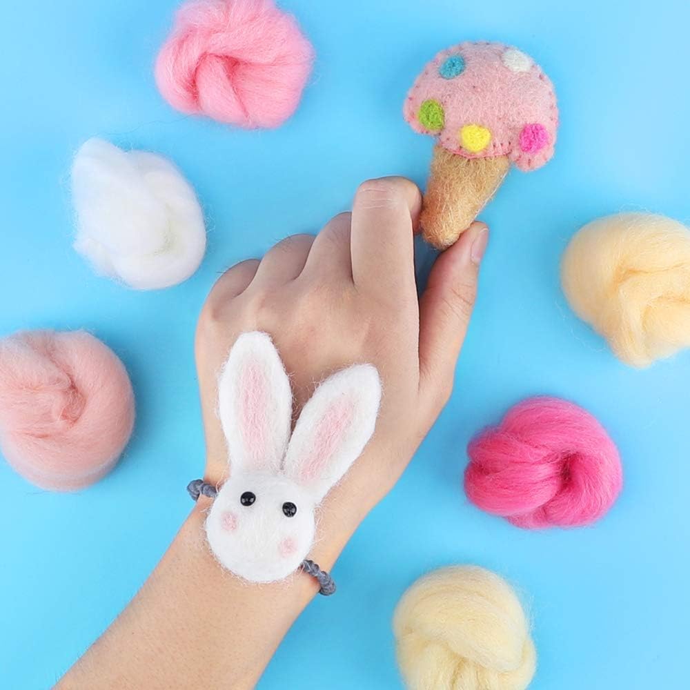 Habbi 100 Colors Needle Felting Wool - Fibre Wool Roving for DIY Craft, Needle Felt Roving for Spinning Blending Custom Colors