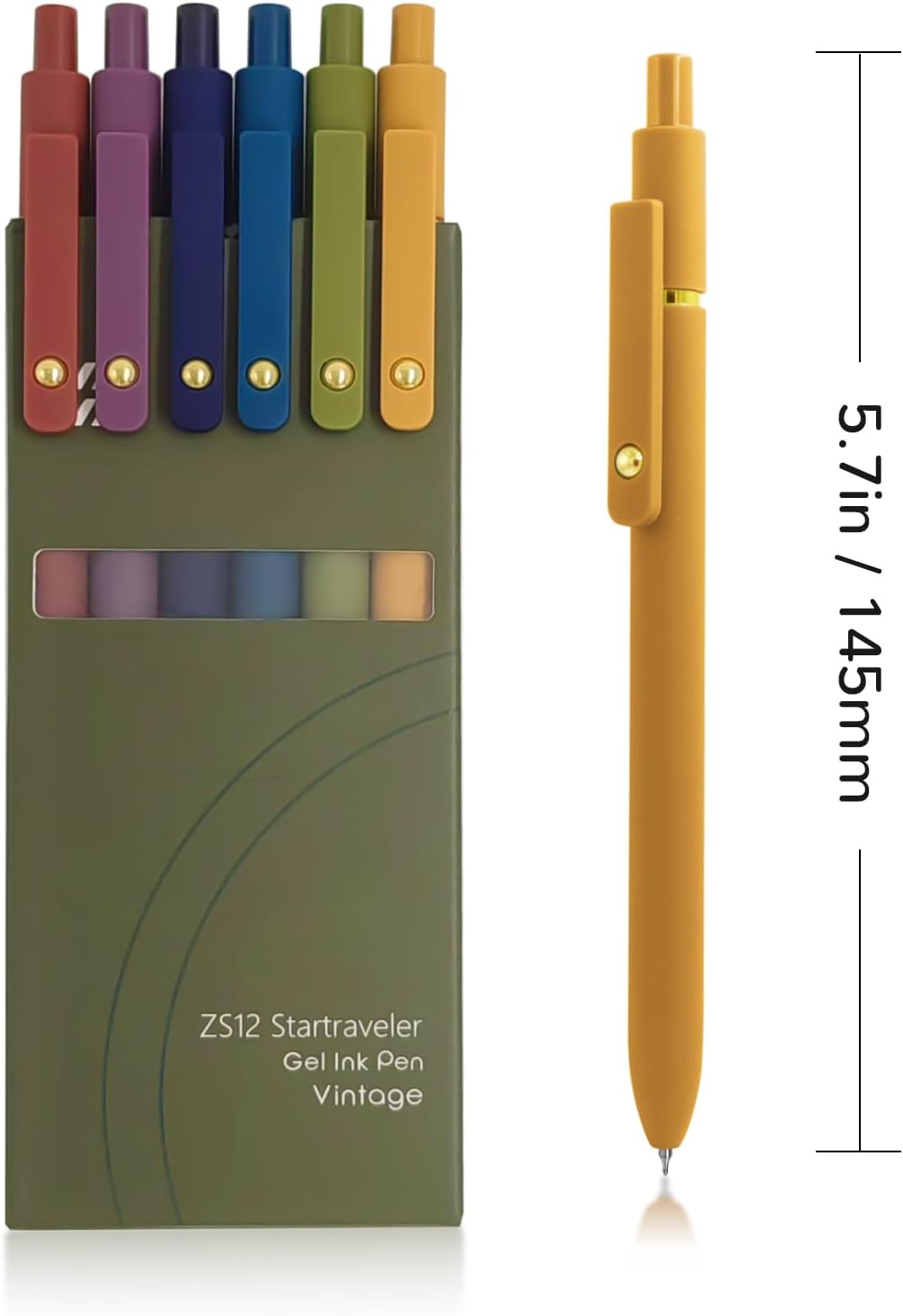 Gel Pens, 6 Pcs 0.5mm Fine Point Smooth Writing Pens Cute Pen, High-End Series Black Ink Pen for Journaling Note Taking, School Office Supplies for Women Men (6 Pcs Gold Vintage)