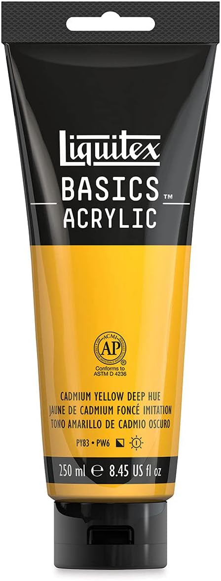 Liquitex BASICS Acrylic Paint, 250ml (8.5-oz) Tube, Cadmium Yellow Deep Hue