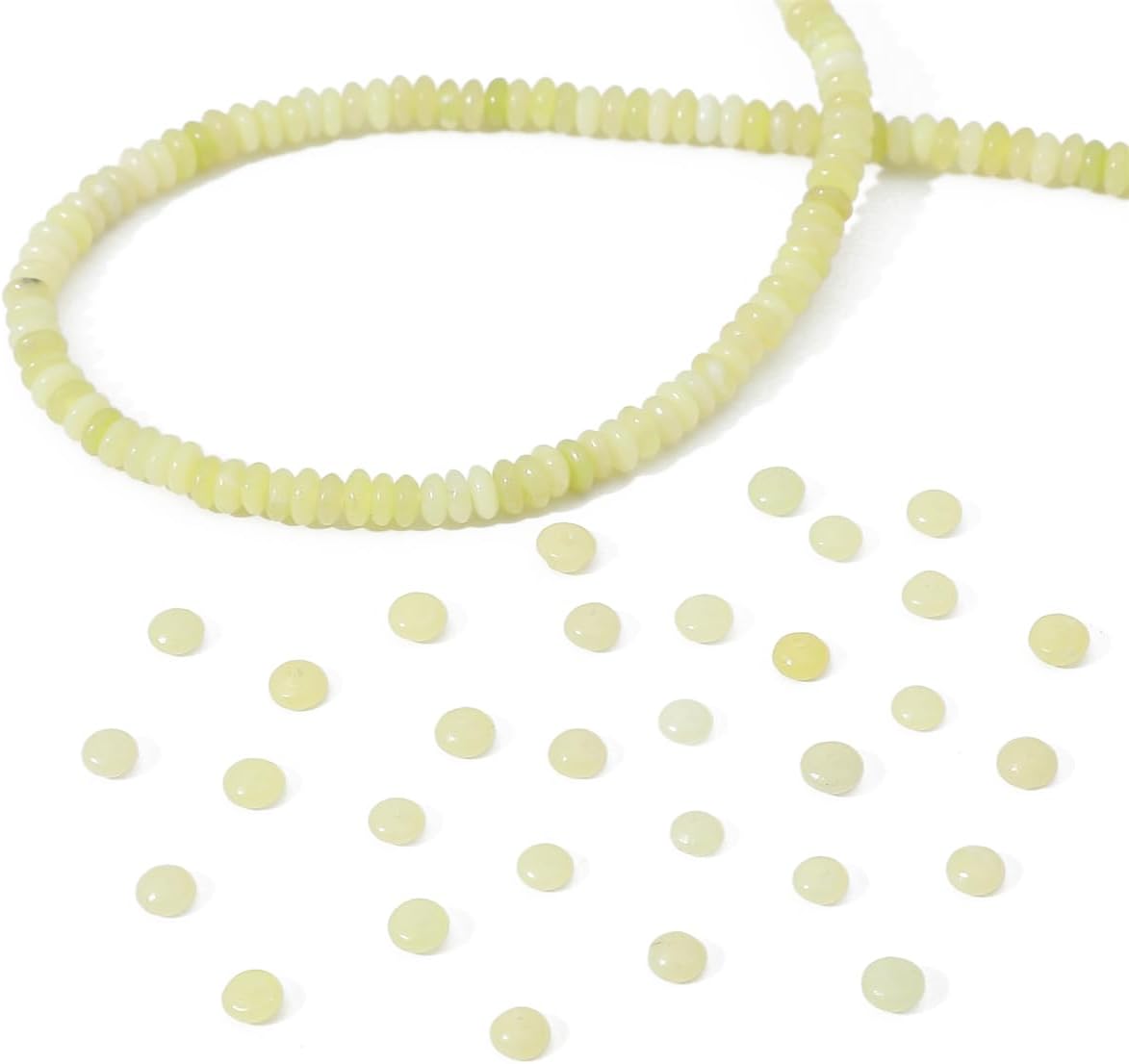 Natural Lemon Jade Disk Stone Beads 4x2mm 160pcs Rondelle Loose Semi Gemstone Beads for Jewelry Making Design
