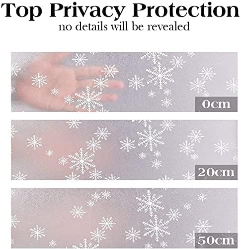 Niviy Privacy Window Film Christmas Decorations Snowflakes Window Clings Decals Stickers Non Adhesive Frosted Glass Film Heat Control 17.7” x 118”