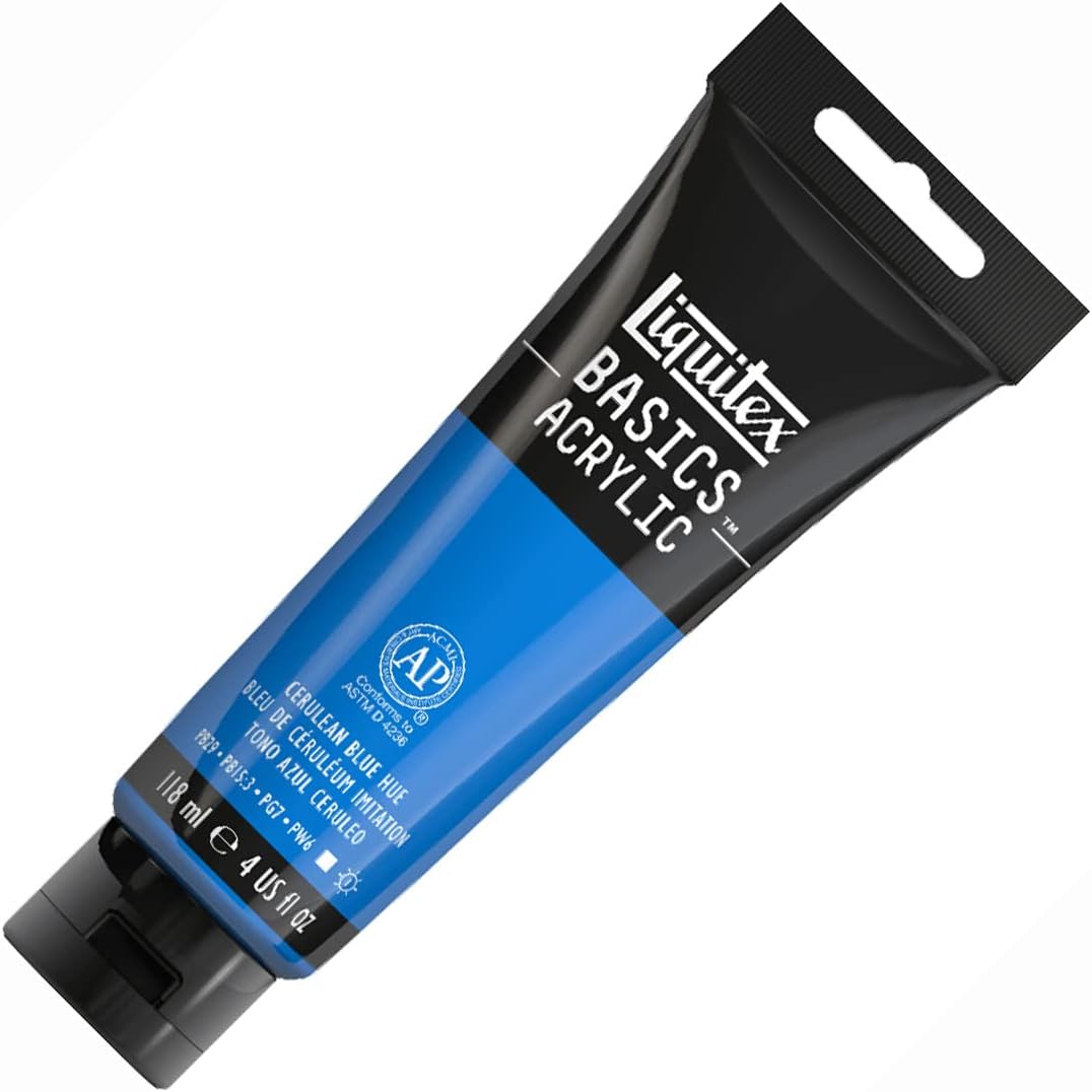 Liquitex BASICS Acrylic Paint, 118ml (4-oz) Tube, Cerulean Blue Hue