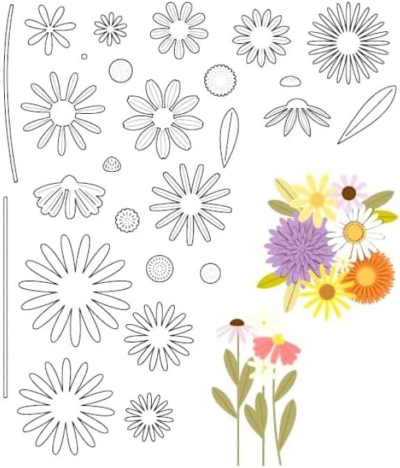 Lapoo Flowers Metal Cutting Die for Scrapbooking - Durable, Cut Stencils for DIY Scrapbook Photo Album Decorative Paper Card, Card Making Supplies, Embossing (Flowers in Clusters 4.8 x 4.5 in)