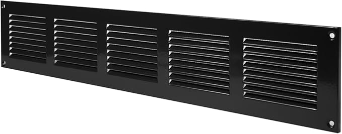 Repa Market Air Vent Cover 20x4 Inch (Outer Dimensions) Black Galvanized Steel Louvered Grill Cover with Mesh Screen/Wall or Ceiling Vent/HVAC Register for Indoor and Outdoor Ventilation