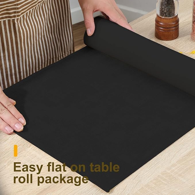 Wipeable Table Runner, Thick Farmhouse Dresser Runner, Rustic for Kitchen, Bedroom, Living Room, Indoor and Outdoor (90'', Black)