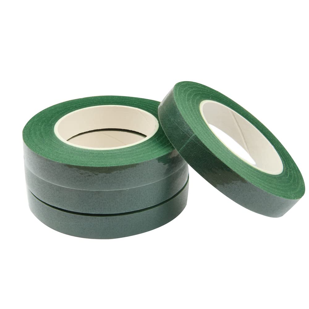 4 Rolls Floral Tape 1/2" Wide 30 Yards/Roll Floral Tapes for Bouquet Stem Wrap and Flowers Making Craft Projects (Dark Green)
