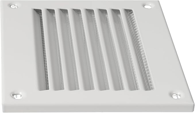 Repa Market 5-Pack 4x4 Inch Air Vent Cover/White Galvanized Steel Louvered Grill Cover with Mesh Screen/Wall or Ceiling Vent/Durable Flush Mount HVAC Register for Indoor and Outdoor Ventilation