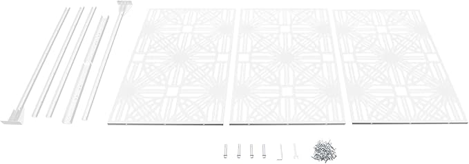 Patio Privacy Screen,Patio Privacy Divider with Stand, Decorative Privacy Fence Screen for Garden Backyard Balcony,Outdoor Decorative Panels for Balconies, Courtyards,Swimming Pools (Flower White)