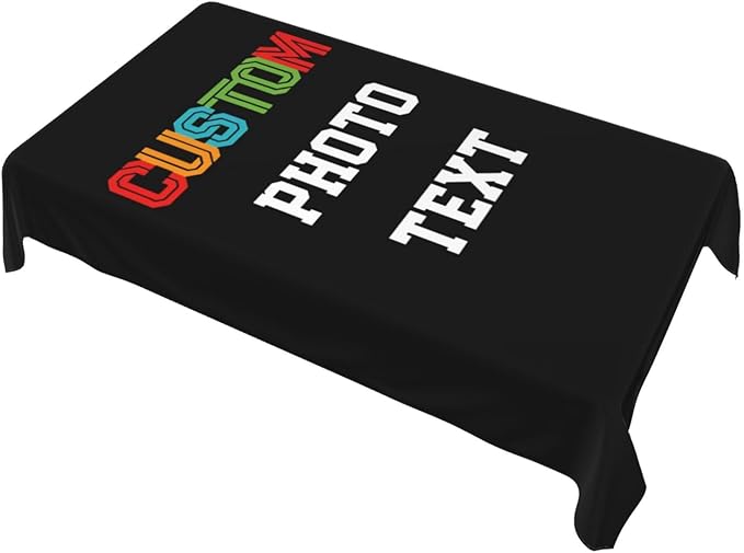 Custom Rectangle Table Cloth, Add Your Own Photo Logo Text, Personalized Tablecloth, Customizable Oil Proof Wipeable Table Cover for Wedding, Party, Restaurant, Outdoor, Picnic, 60x90in