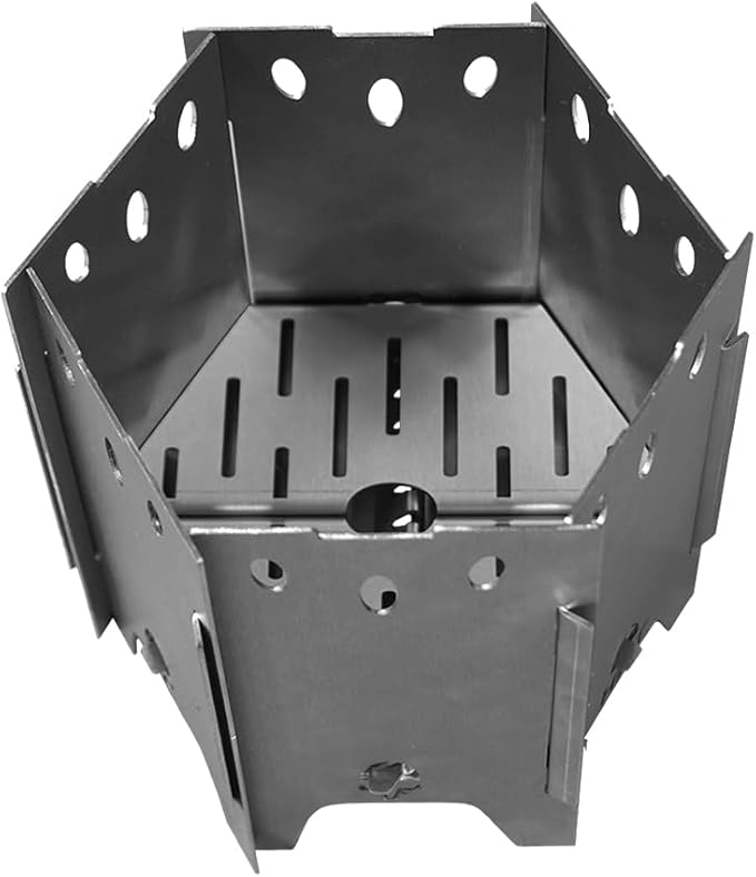 Folding Flame Compact Folding Camping Stove – Portable, Lightweight, Stainless Steel Wood Burning Campfire Stove for Backpacking, Hiking, and Outdoor Cooking