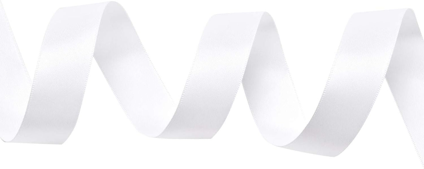 YAMA Double Face Satin Ribbon - 7/8" 25 Yards for Gift Wrapping Ribbons Roll, White