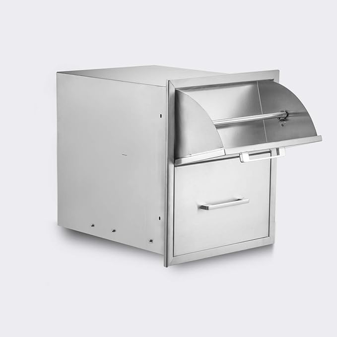 Stainless Steel Paper Towel Holder Double Drawer 17W21H21D Works with Your Grilling or Prep Zones for Easy & Quick Cleanup