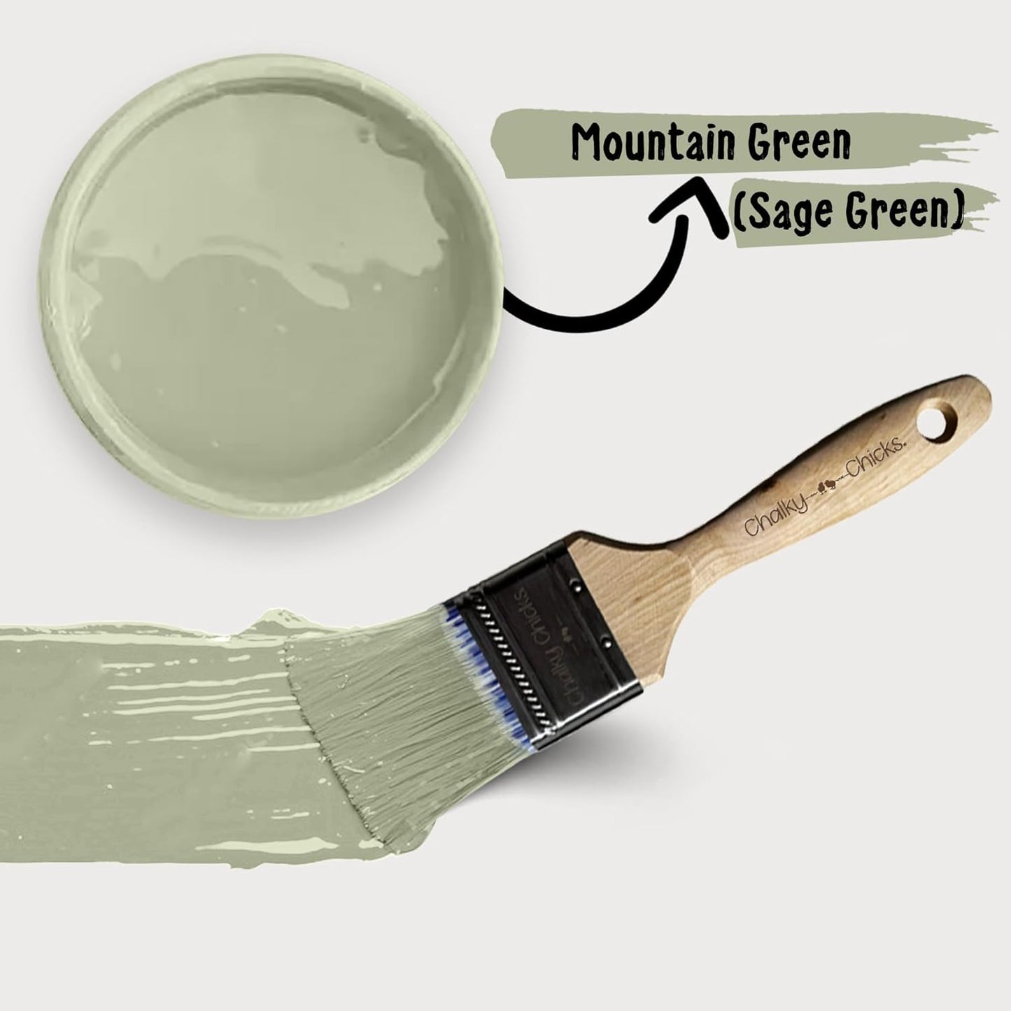 Chalky Chicks 8 Fl Oz Matte Mountain Green (Sage Green) Chalk Paint for Furniture Without Sanding - No Prep Furniture Paint No Sanding All in One for Crafts, Wood, Walls, Cabinet, Metal, Dresser