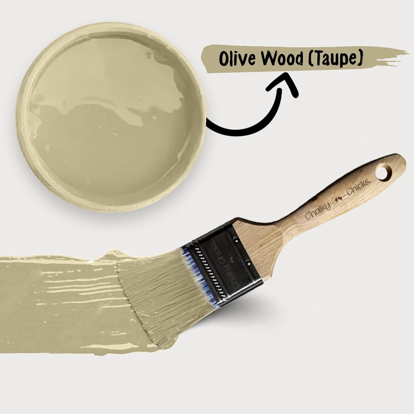 Chalky Chicks All-in-One Chalk Paint for Furniture or Cabinet - 8 Fl Oz - Matte Finish Olive Wood (Taupe) for Metal, Wood Furniture Paint - No Sanding All-in-One for Home Decor & Crafts, USA Made