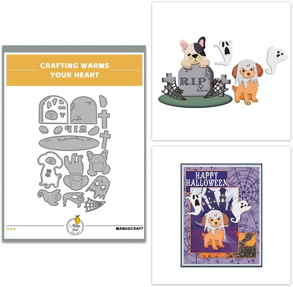 Halloween Clear Silicone stampReusable Stamp with Pumpkins, Skulls, Bats, Santa Claus, and Holiday Designs. Used for Making Cards, scrapbooks, and DIY templates (Halloween Puppy)