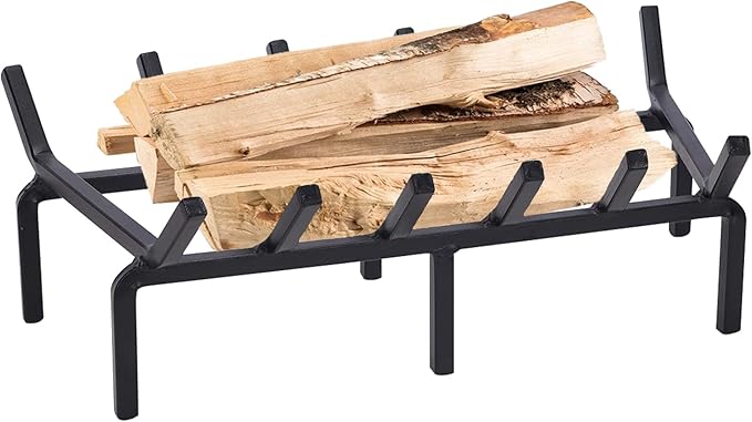 Heavy Duty Solid Steel Fire Grate - 20 Inch Wood Log Rack for Indoor Hearth, Outdoor Fire Pit & Chimney