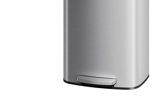Garvee 21 gal / 80 L Stainless Steel Trash Can with Lid, Large Garbage Can for Kitchen, Rustproof Step-on Kitchen Metal Trash Bin with Liner Rim, Rear Handle, Soft Close Plastic Lid, Silver