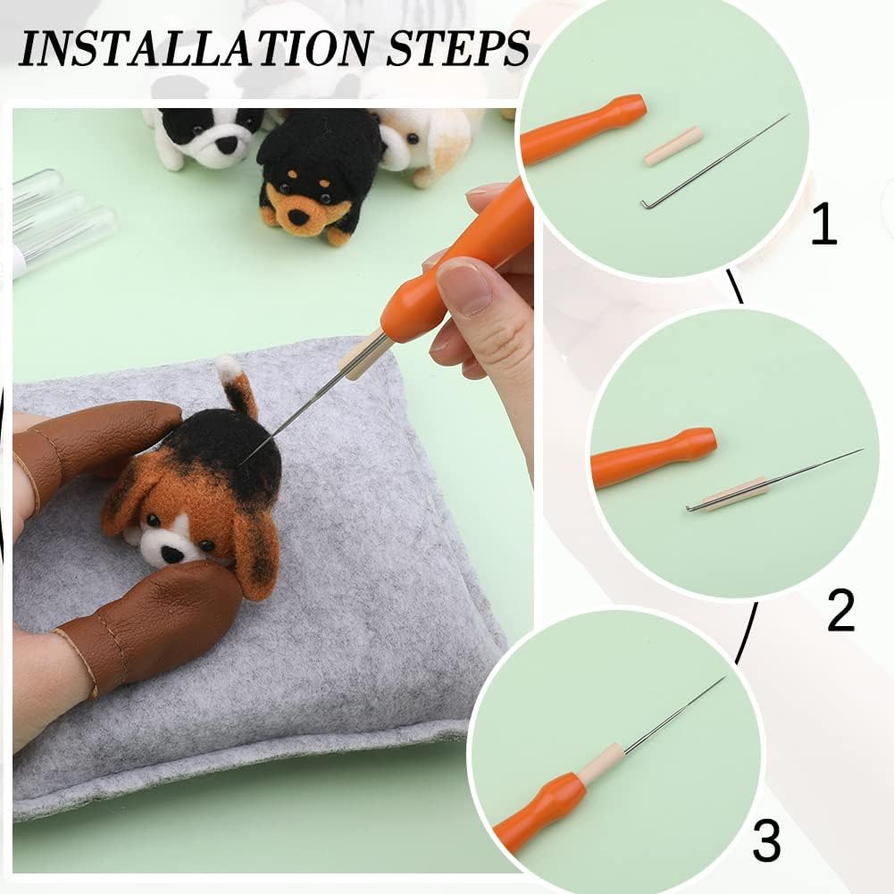 Mayboos Needle Felting Kit, 12 Pieces Doll Making Wool Needle Felting Starter Kit with Instruction, Felting Foam Mat and DIY Needle Felting Supply for DIY Craft Animal Home Decoration