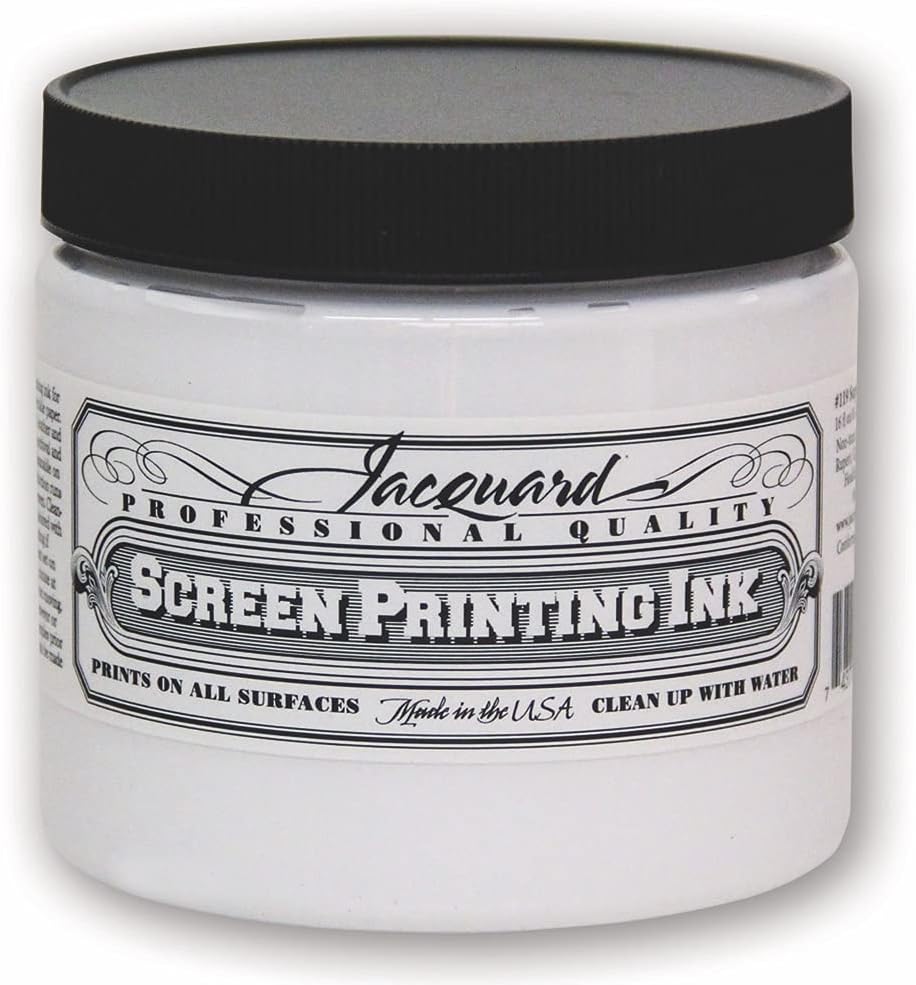 Jacquard Professional Screen Print Ink, Water-Soluable, 16oz Jar, Super Opaque White (119)
