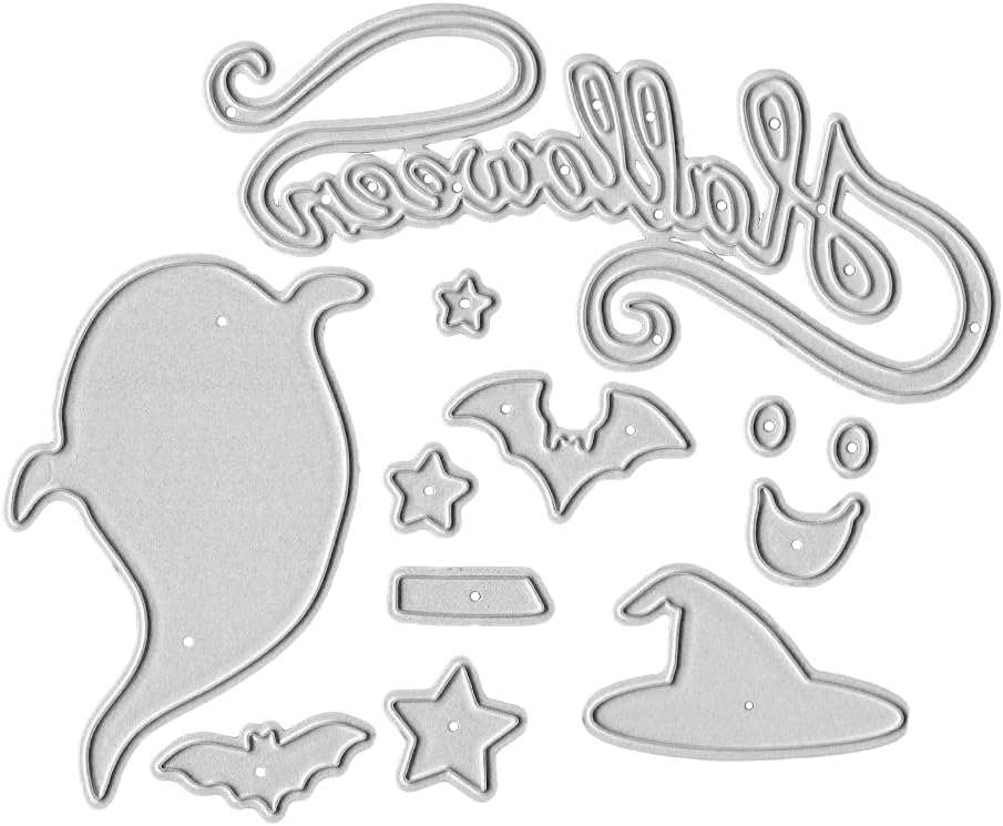 Metal Halloween Die Cuts - Ghost Bat Cutting Dies Embossing Stencil Template for Card Making Scrapbooking Paper Craft Album Stamps DIY Decor