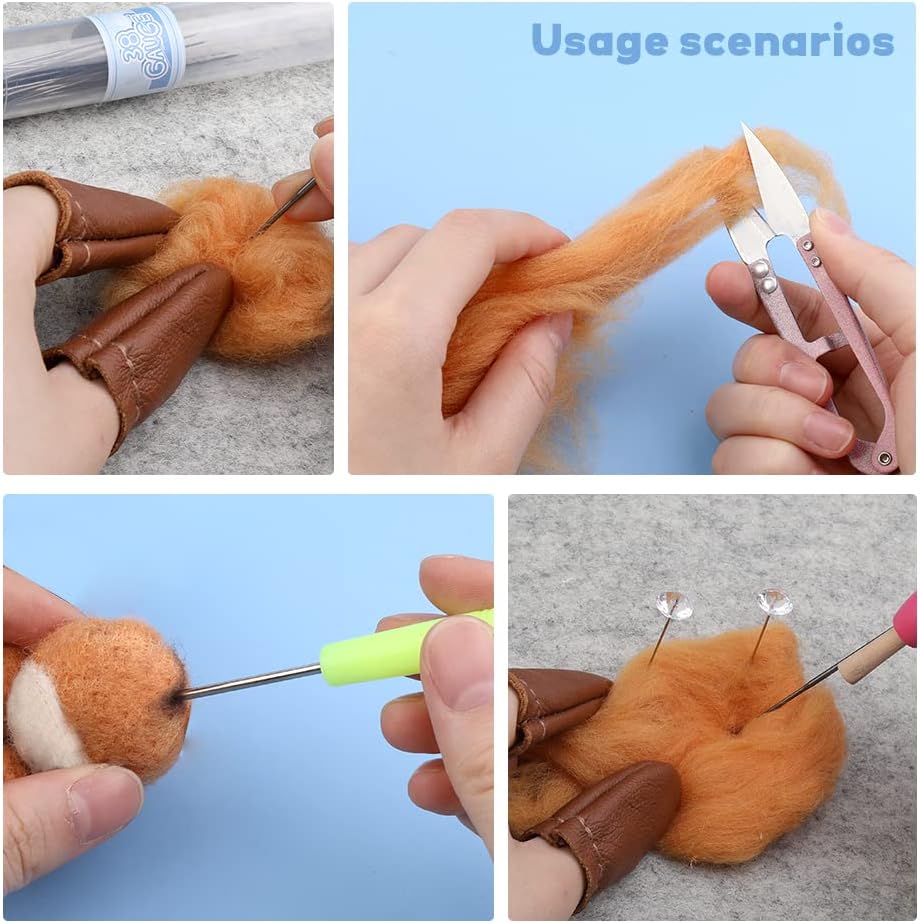 Mayboos Felting Kit with 8"x10" Mat, Needles for Wool & Leather Guards