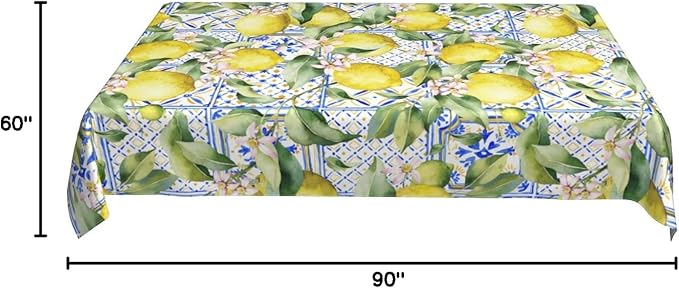 Worltoldb Lemon Tablecloths Polyester Table Cloth for Kitchen Dinning Table Washable Table Cover for Parties Wedding Picnic