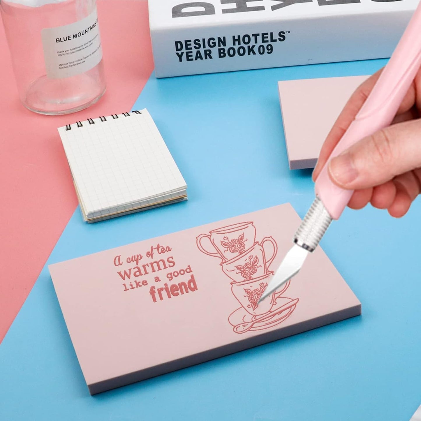 6 Pack 4"x6" Pale Pink Rubber Stamp Carving Blocks Rubber Carved Brick for Stamp Soft Rubber Crafts and DIY Craft Project