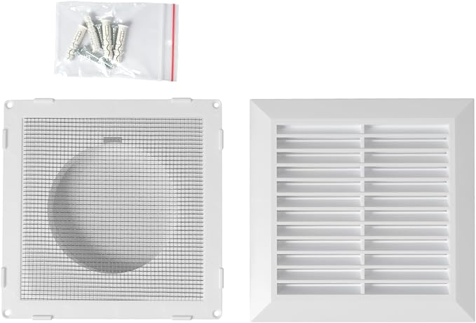 White 4" Inch Ventilation Grille - Inside/Outside use - (Flange 3.9"Ø/Cover 6.7"x6.7") - Air Vent Louver - Exhaust Hood - Available 3 Sizes / 4 Colors, White